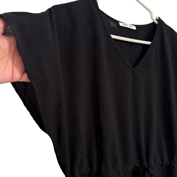 Bluetime Women Sz MED Casual V-Neck Summer Coverup Flowy Short Sleeve Drawstring - Picture 3 of 6